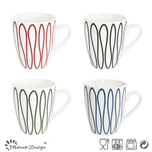 12oz taza de porcelana con diseño azul Goemetrical creativo